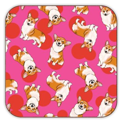 COASTERS, COLOURFUL CORGI DOG BY LUCY ELLIOTT