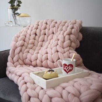 Couverture en laine Cosima Chunky Knit small 80x130cm, baby pink 3