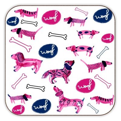 COASTERS, PINK SAUSAGE DOGS BY MICHELLE WALKER