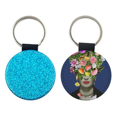 KEYRINGS, FRIDA FLORAL (BLUE) BY DESIRÉE FELDMANN