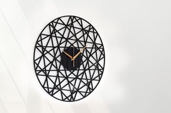 Horloge Noire POLYGONAL - Horloge Murale en Bois Couleur Chêne Noir, Taille 43cm 5