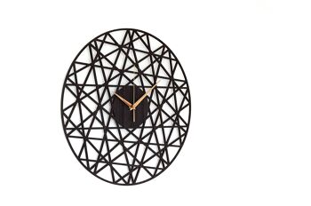 Horloge Noire POLYGONAL - Horloge Murale en Bois Couleur Chêne Noir, Taille 43cm 6