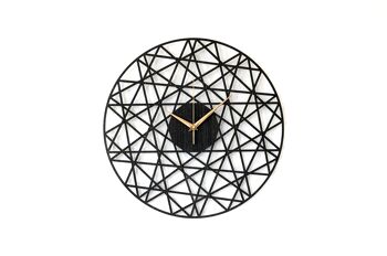 Horloge Noire POLYGONAL - Horloge Murale en Bois Couleur Chêne Noir, Taille 43cm 7