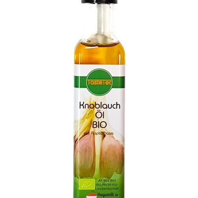 TasteTec Knoblauch Öl BIO, 250ml Glasflasche mit Ausgießer