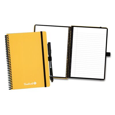 Bambook Colourful Notitieboek - Geel - Softcover - A5 - Blanco & Gelinieerd