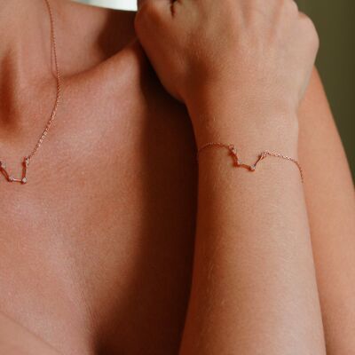 Aquarius Zodiac Constellation Bracelet, Rose Gold