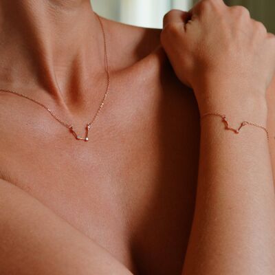 Aquarius Zodiac Constellation Necklace, Rose Gold