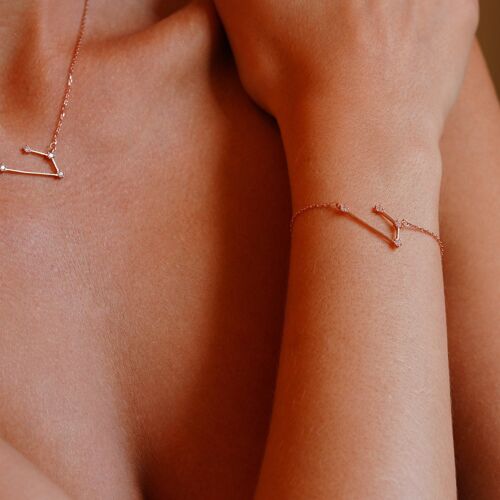 Aries Zodiac Constellation Bracelet, Silver