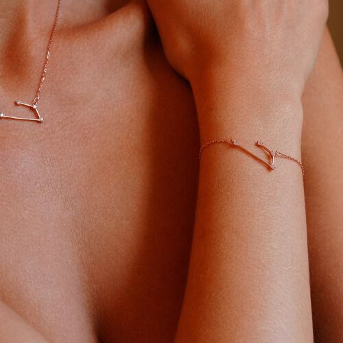 Aries Zodiac Constellation Bracelet, Rose Gold