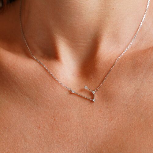 Aries Zodiac Constellation Necklace, Silver