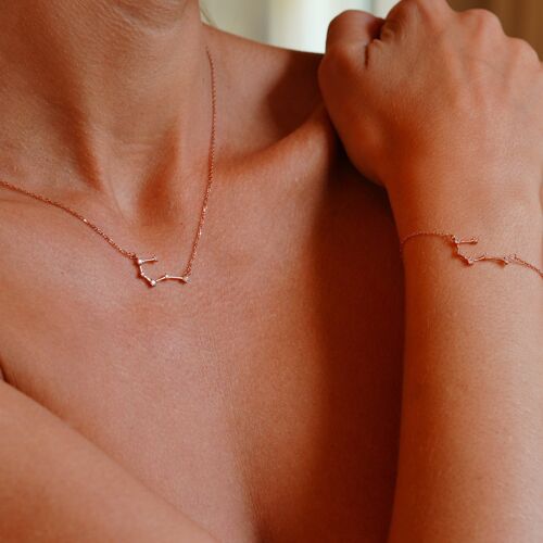 Cancer Zodiac Constellation Necklace, Rose Gold