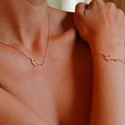 Cancer Zodiac Constellation Necklace, Rose Gold