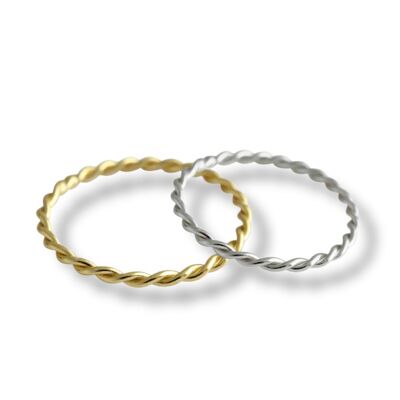 Draft Rope Twist Ring, Silver 13