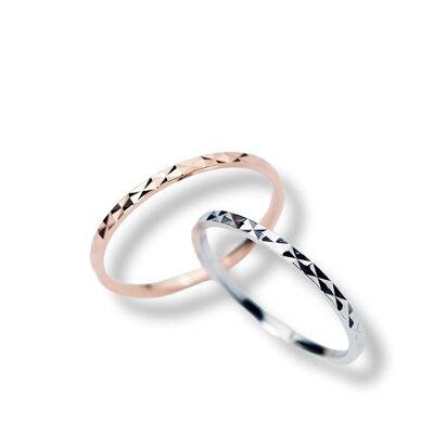 Minimalist Faceted Ring, Rose Gold (L)