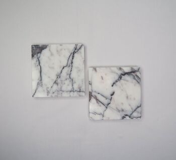 Mooisa - Dessous de verre marbre - carré - lilas set de 2 pièces - 10x10x1cm 4