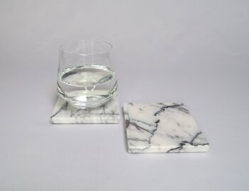Mooisa - Dessous de verre marbre - carré - lilas set de 2 pièces - 10x10x1cm 5