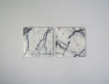 Mooisa - Dessous de verre marbre - carré - lilas set de 2 pièces - 10x10x1cm 6