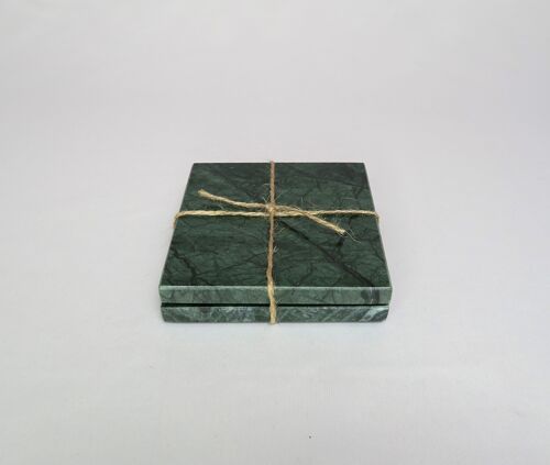 Mooisa - Onderzetter marmer - vierkant - groen set van 2 stuks - 10x10x1cm