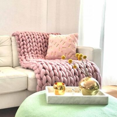 Woolen blanket Cosima Chunky Knit large 130x180cm, pale pink