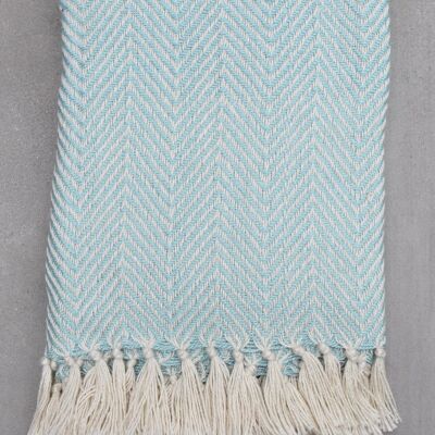 Eggshell blue herringbone blankets