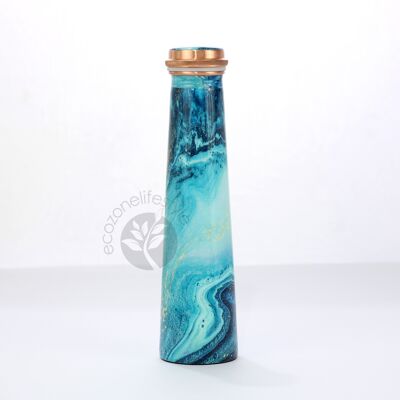 Botella de cobre Tower impresa de edición limitada - 850 ML (mármol azul)