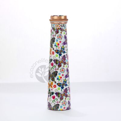 Botella de cobre Tower impresa de edición limitada - 850 ML (mariposas florales)
