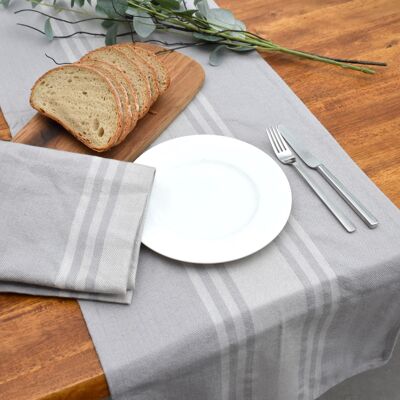 Gray table runner with French stripes