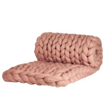 Couverture en laine Cosima Chunky Knit small 80x130cm, rose pâle 3