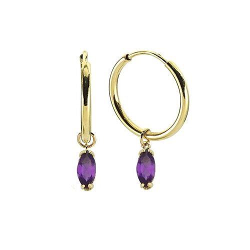 Kissed amethyst hoops 14ct gold