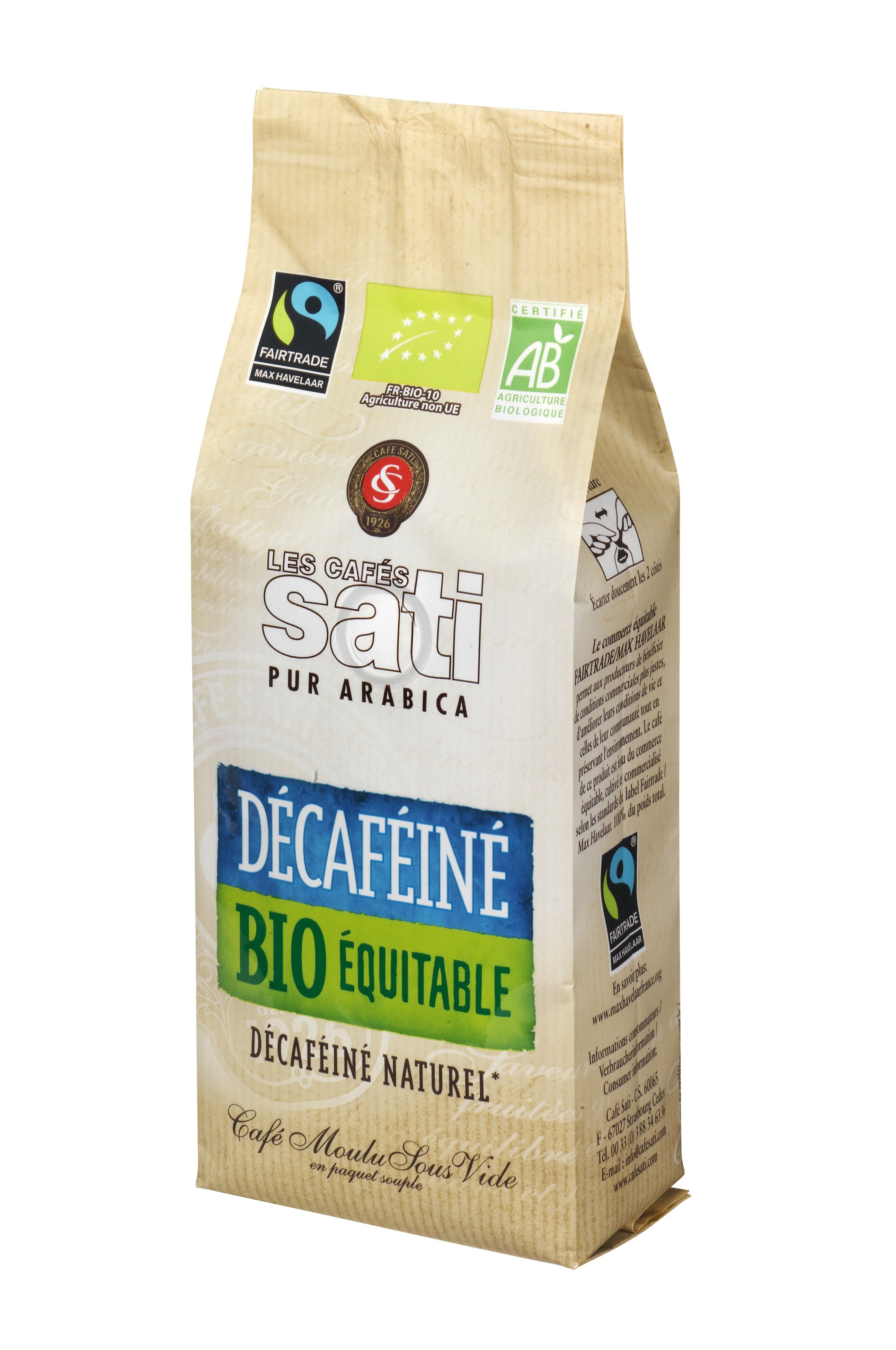 Caffè sati decaffeinato bio fairtrade 250g macinato