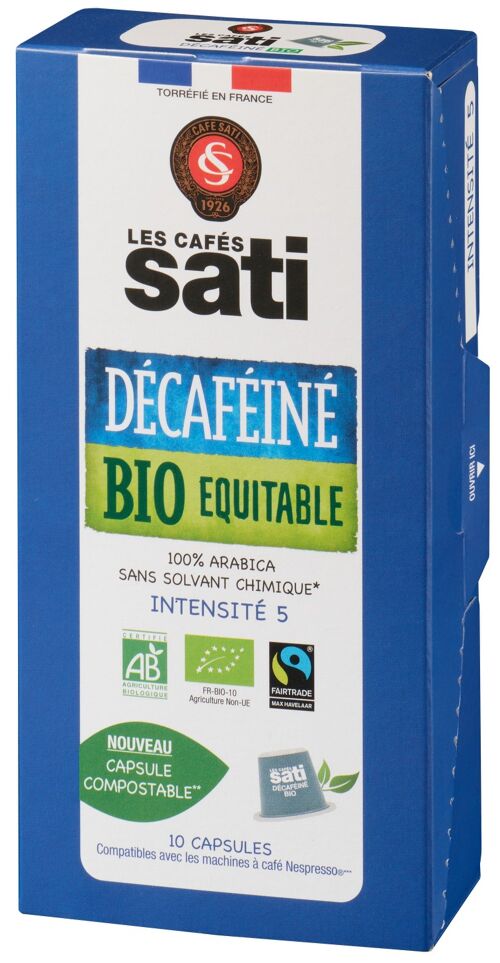 Café Sati décaféiné bio équitable capsules x10