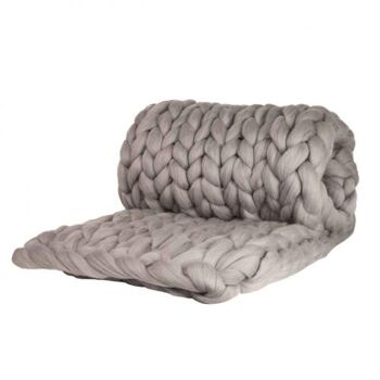 Couverture en laine Cosima Chunky Knit large 130x180cm, gris clair 3
