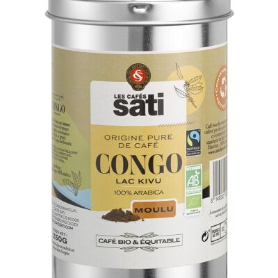 Organic Fair Trade Sati Congo coffee 250g metal tin ground