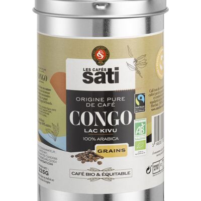 Caffè Sati Congo Bio Fair Trade in scatola di metallo in grani 225g