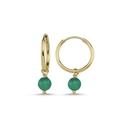 Iconic green agate earrings 14ct gold