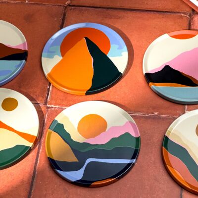 Boho Coaster Set of 6 - Abstract Art Coasters- Boho Home