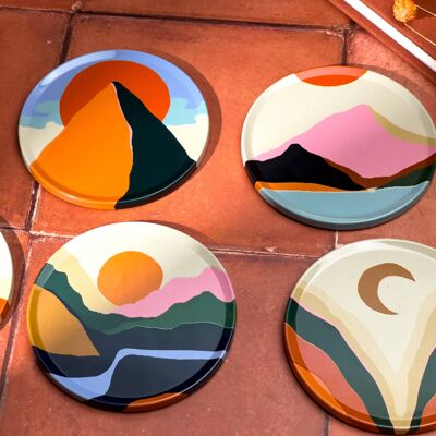 Boho Coaster Set of 6 - Abstract Art Coasters- Boho Home