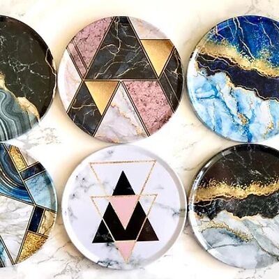 Coasters Set of 6 - Marble Pattern