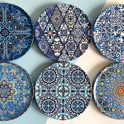 Drink Coasters Set of 6 Mediterranean Turkish Design Coaster