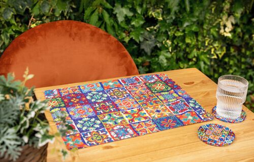 Mediterranean Pattern Fabric Placemats | Table Decor - A