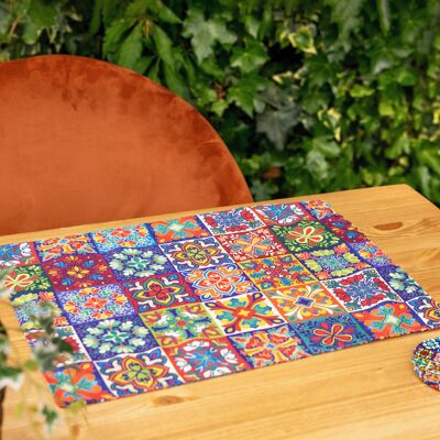 Mediterranean Pattern Fabric Placemats | Table Decor - A
