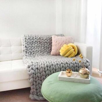 Couverture en laine Cosima Chunky Knit XL 150x203cm, gris clair 5