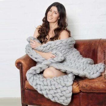 Couverture en laine Cosima Chunky Knit XL 150x203cm, gris clair 7
