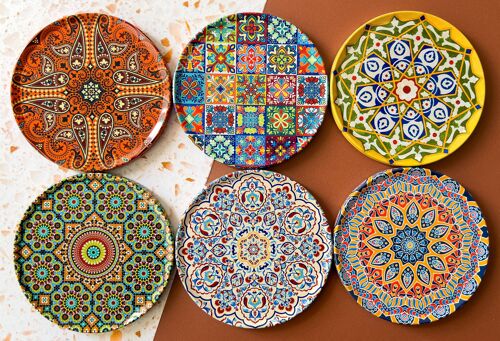 Buy wholesale Set of 6 Drink Coasters Mediterranean Tile Design Coasters