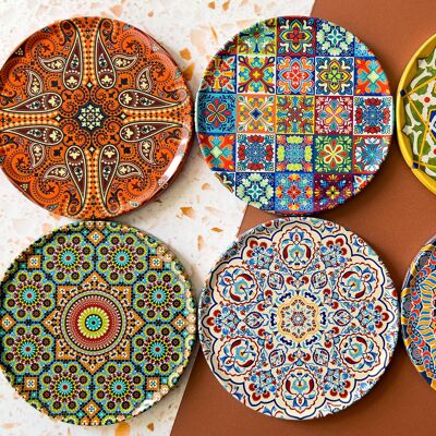 Set of 6 Drink Coasters Mediterranean Tile Design Coasters