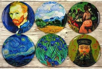 Lot de 6 sous-verres Van Gogh - Visages abstraits - Lot de 6 + boîte noire 1
