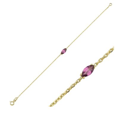 Pulsera de rodolita feroz en oro de 14 ct