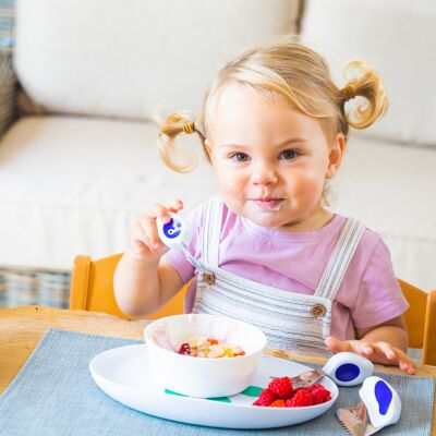 Ensemble cuillère, fourchette et couteau pour enfants - Indigo