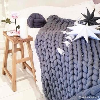 Couverture en laine Cosima Chunky Knit medium 100x150cm, gris 2
