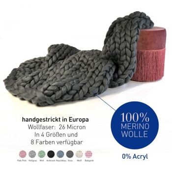 Couverture en laine Cosima Chunky Knit medium 100x150cm, gris 4